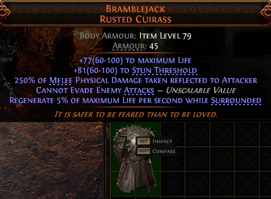 MMOJUGG Path of Exile 2 BRAMBLEJACK RUSTED CUIRASS#946607 Details View of Item Function and Use