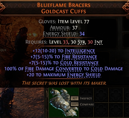 Path of Exile 2 BLUEFLAME BRACERS GOLDCAST CUFFS#946627 Details MMOJUGG Path of Exile 2 BLUEFLAME BRACERS GOLDCAST CUFFS#946627 Details View of Item Function and Use