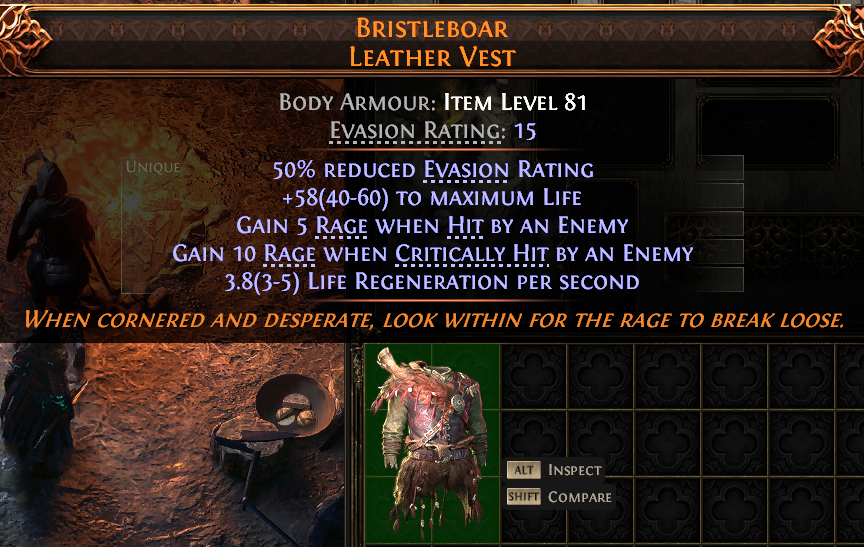 MMOJUGG Path of Exile 2 BRISTLEBOAR LEATHER VEST#946793 Details View of Item Function and Use