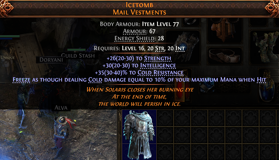 MMOJUGG Path of Exile 2 ICETOMB MAIL VESTMENTS#946877 Details View of Item Function and Use