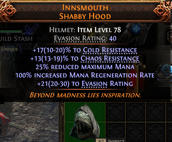MMOJUGG Path of Exile 2 INNSMOUTH SHABBY HOOD#946932 Details View of Item Function and Use