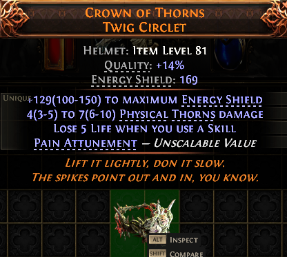 MMOJUGG Path of Exile 2 CROWN OF THORNS TWIG CIRCLET#947314 Details View of Item Function and Use