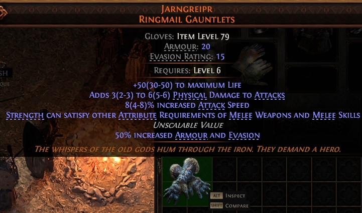 MMOJUGG Path of Exile 2 JARNGREIPR RINGMAIL GAUNTLETS#947398 Details View of Item Function and Use