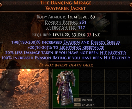 MMOJUGG Path of Exile 2 THE DANCING MIRAGE WAYFARER JACKET#947431 Details View of Item Function and Use