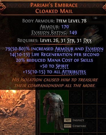 MMOJUGG Path of Exile 2 PARIAH'S EMBRACE CLOAKED MAIL#947460 Details View of Item Function and Use