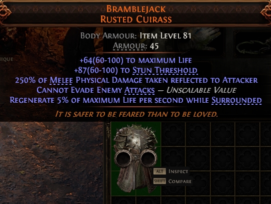 MMOJUGG Path of Exile 2 BRAMBLEJACK RUSTED CUIRASS#947914 Details View of Item Function and Use