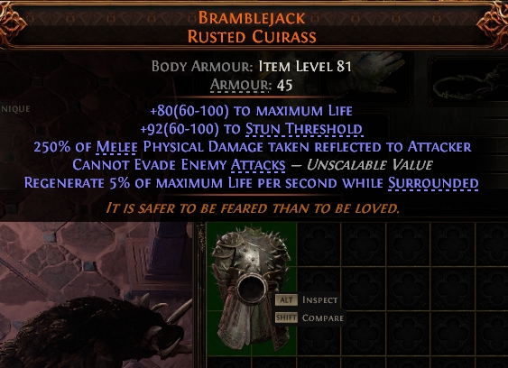 MMOJUGG Path of Exile 2 BRAMBLEJACK RUSTED CUIRASS#947924 Details View of Item Function and Use