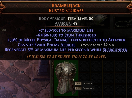 MMOJUGG Path of Exile 2 BRAMBLEJACK RUSTED CUIRASS#947973 Details View of Item Function and Use