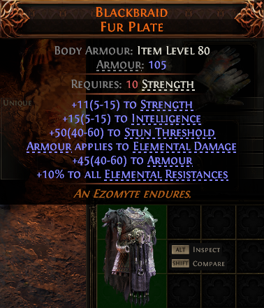 MMOJUGG Path of Exile 2 BLACKBRAID FUR PLATE#948029 Details View of Item Function and Use