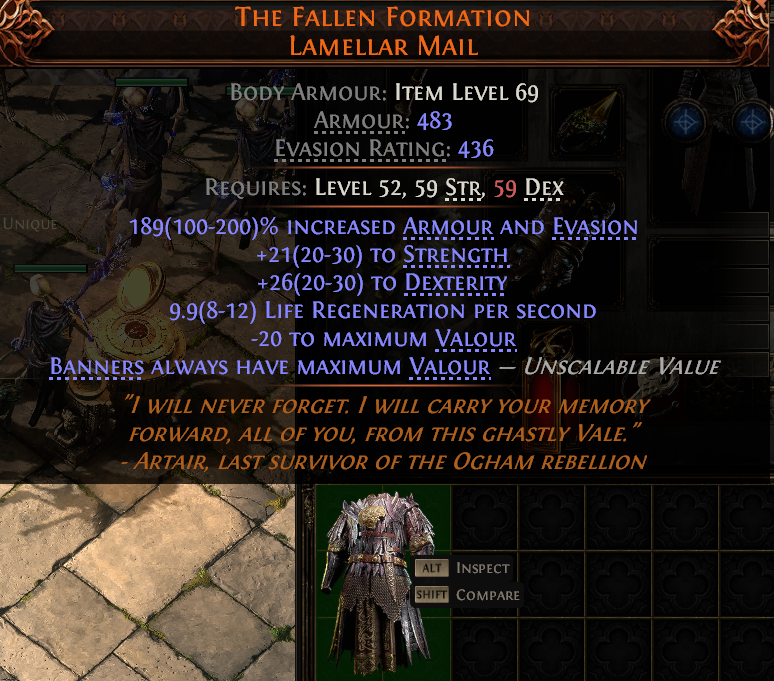 MMOJUGG Path of Exile 2 THE FALLEN FORMATION LAMELLAR MAIL#948520 Details View of Item Function and Use