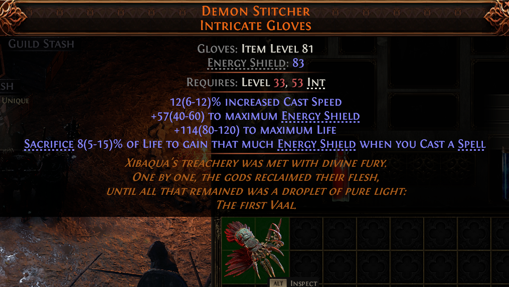MMOJUGG Path of Exile 2 DEMON STITCHER INTRICATE GLOVES#949062 Details View of Item Function and Use