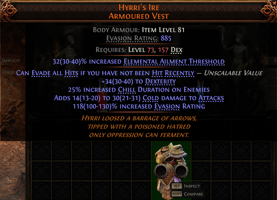 MMOJUGG Path of Exile 2 HYRRI'S IRE ARMOURED VEST#949377 Details View of Item Function and Use