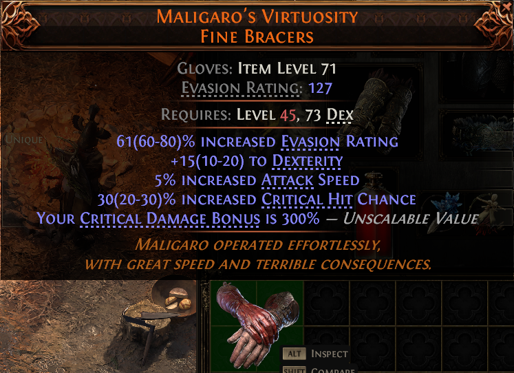 MMOJUGG Path of Exile 2 MALIGARO'S VIRTUOSITY FINE BRACERS#949392 Details View of Item Function and Use