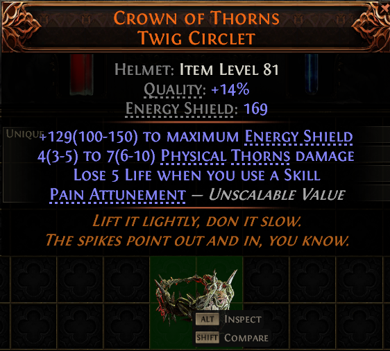 MMOJUGG Path of Exile 2 CROWN OF THORNS TWIG CIRCLET#949413 Details View of Item Function and Use