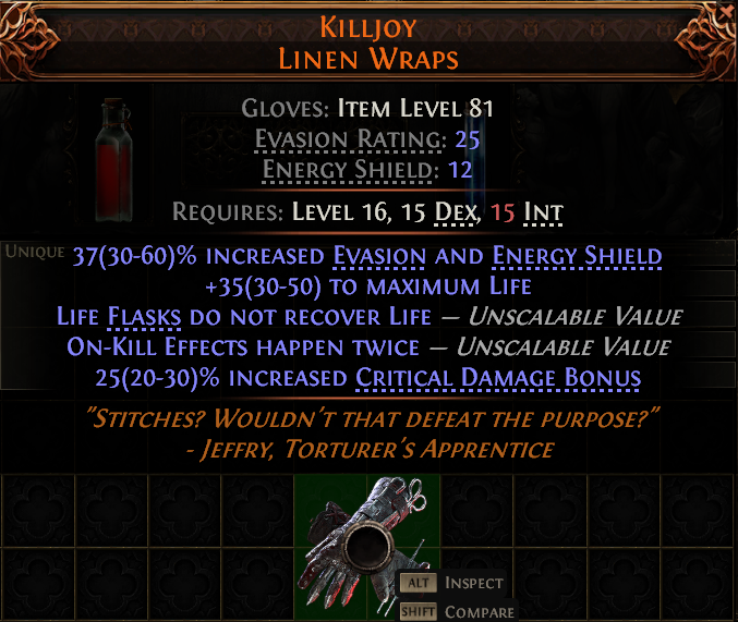 MMOJUGG Path of Exile 2 KILLJOY LINEN WRAPS#949417 Details View of Item Function and Use
