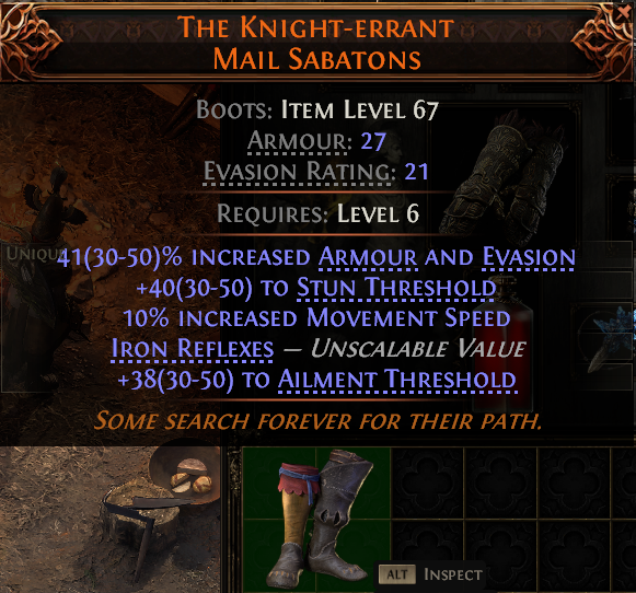MMOJUGG Path of Exile 2 THE KNIGHT-ERRANT MAIL SABATONS#949451 Details View of Item Function and Use
