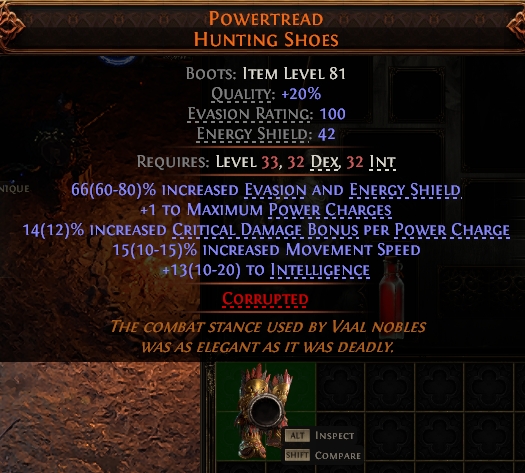 Path of Exile 2 POWERTREAD HUNTING SHOES#950023 Details MMOJUGG Path of Exile 2 POWERTREAD HUNTING SHOES#950023 Details View of Item Function and Use