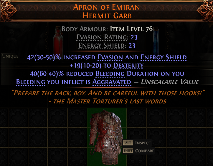 MMOJUGG Path of Exile 2 APRON OF EMIRAN HERMIT GARB#950066 Details View of Item Function and Use