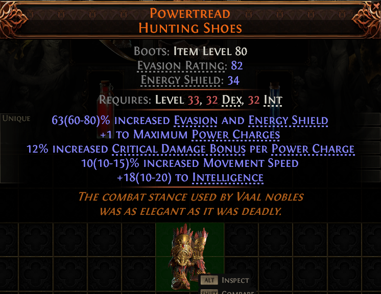 Path of Exile 2 POWERTREAD HUNTING SHOES#950072 Details MMOJUGG Path of Exile 2 POWERTREAD HUNTING SHOES#950072 Details View of Item Function and Use