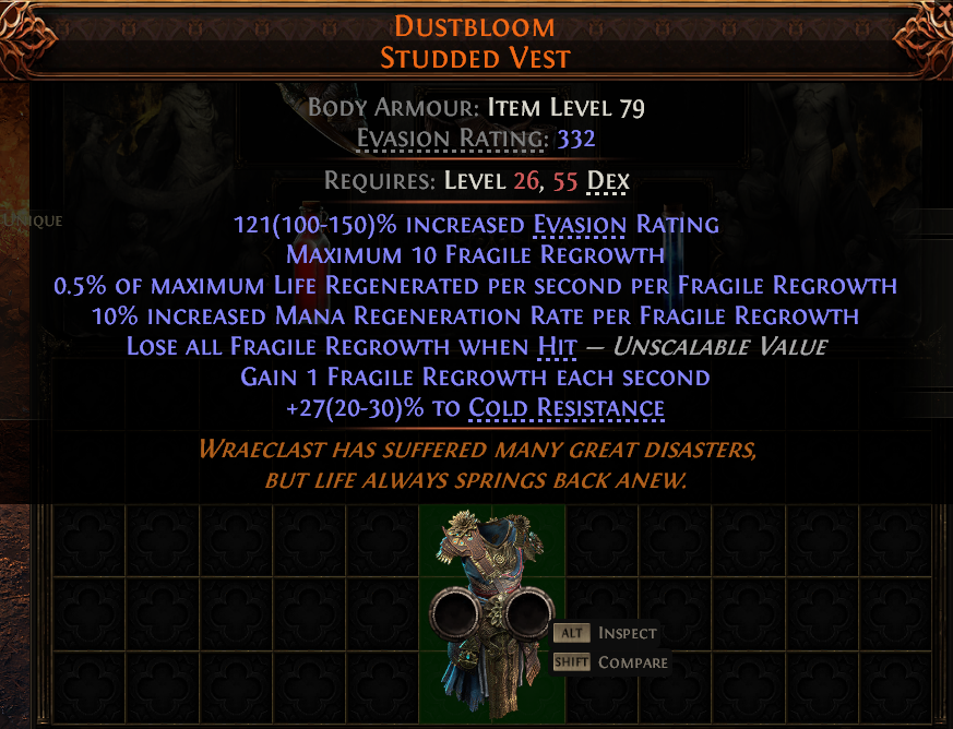 MMOJUGG Path of Exile 2 DUSTBLOOM STUDDED VEST#950074 Details View of Item Function and Use