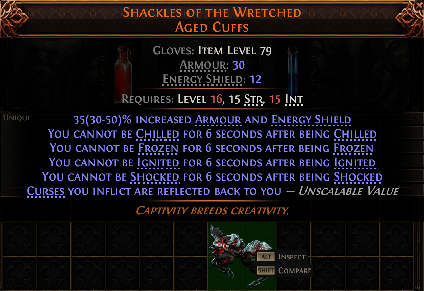 MMOJUGG Path of Exile 2 SHACKLES OF THE WRETCHED AGED CUFFS#950081 Details View of Item Function and Use