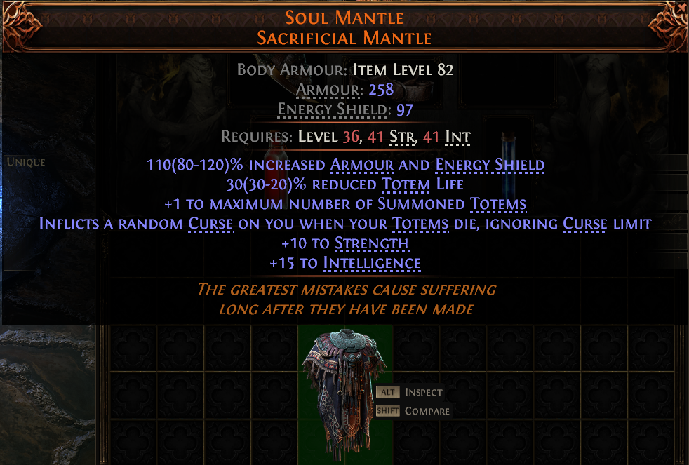 MMOJUGG Path of Exile 2 SOUL MANTLE SACRIFICIAL MANTLE#950108 Details View of Item Function and Use
