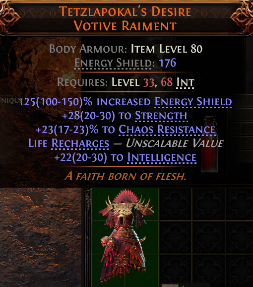 MMOJUGG Path of Exile 2 TETZLAPOKAL'S DESIRE VOTIVE RAIMENT#950359 Details View of Item Function and Use