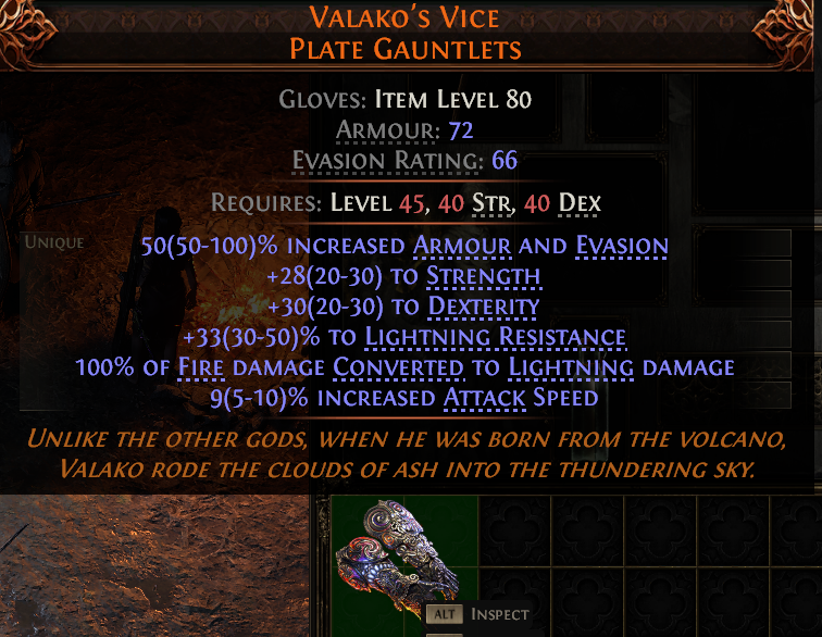MMOJUGG Path of Exile 2 VALAKO'S VICE PLATE GAUNTLETS#951059 Details View of Item Function and Use