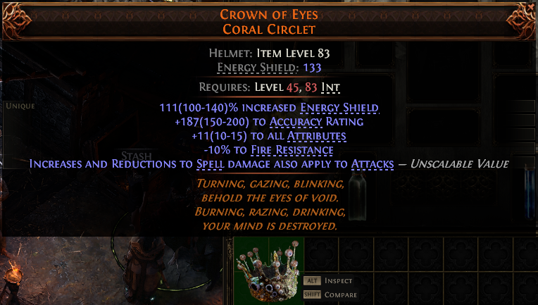 MMOJUGG Path of Exile 2 CROWN OF EYES CORAL CIRCLET#951118 Details View of Item Function and Use