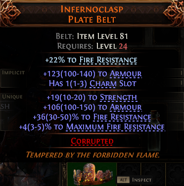 MMOJUGG Path of Exile 2 INFERNOCLASP PLATE BELT#951119 Details View of Item Function and Use
