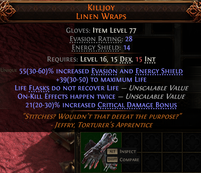 MMOJUGG Path of Exile 2 KILLJOY LINEN WRAPS#951597 Details View of Item Function and Use