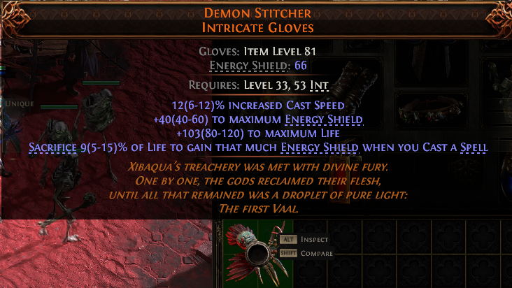 MMOJUGG Path of Exile 2 DEMON STITCHER INTRICATE GLOVES#953838 Details View of Item Function and Use
