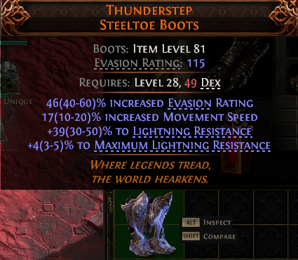 Path of Exile 2 THUNDERSTEP STEELTOE BOOTS#953841 Details MMOJUGG Path of Exile 2 THUNDERSTEP STEELTOE BOOTS#953841 Details View of Item Function and Use