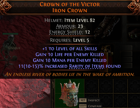 MMOJUGG Path of Exile 2 CROWN OF THE VICTOR IRON CROWN#953850 Details View of Item Function and Use