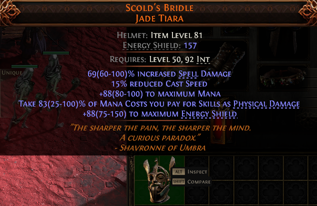MMOJUGG Path of Exile 2 SCOLD'S BRIDLE JADE TIARA#953852 Details View of Item Function and Use
