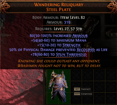 MMOJUGG Path of Exile 2 WANDERING RELIQUARY STEEL PLATE#953887 Details View of Item Function and Use