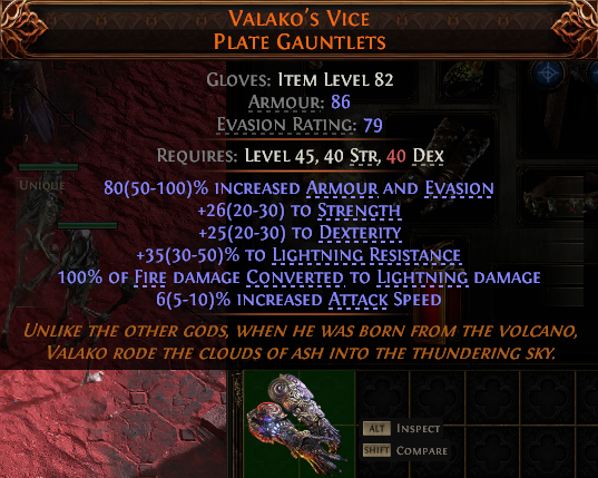MMOJUGG Path of Exile 2 VALAKO'S VICE PLATE GAUNTLETS#953889 Details View of Item Function and Use