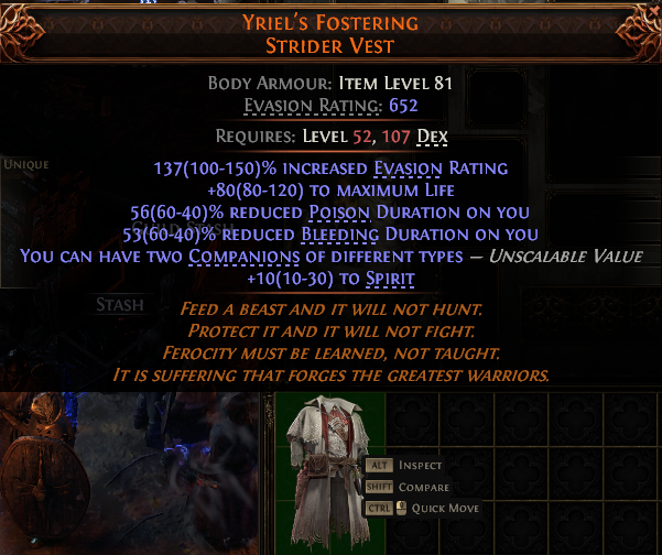 MMOJUGG Path of Exile 2 YRIEL'S FOSTERING STRIDER VEST#1017331 Details View of Item Function and Use
