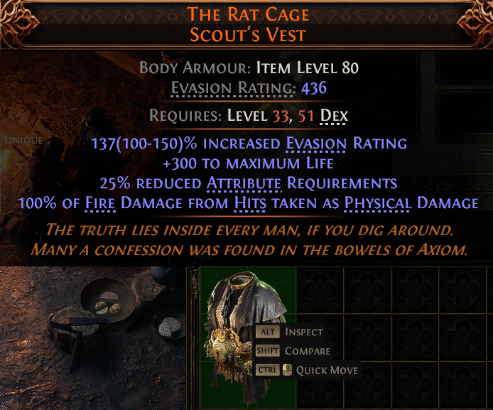 MMOJUGG Path of Exile 2 THE RAT CAGE SCOUT'S VEST#1027933 Details View of Item Function and Use