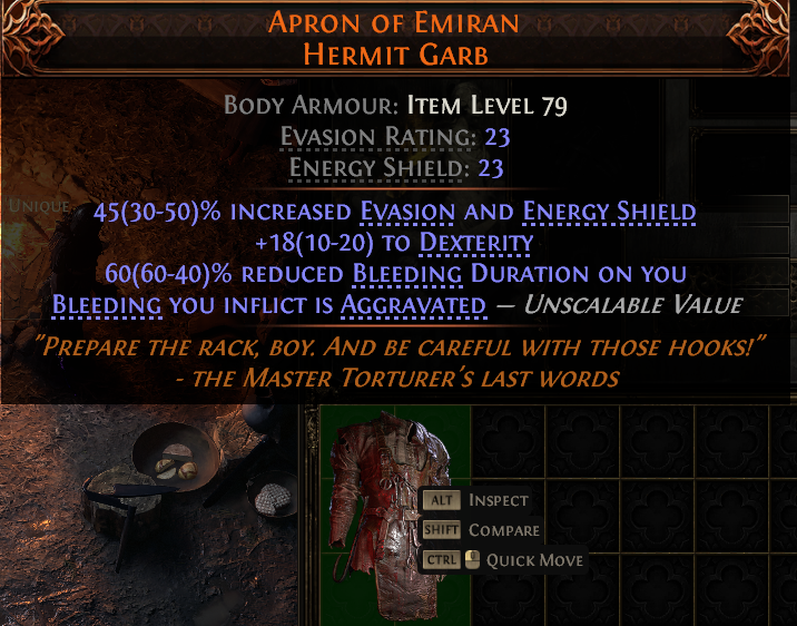 MMOJUGG Path of Exile 2 APRON OF EMIRAN HERMIT GARB#1027951 Details View of Item Function and Use