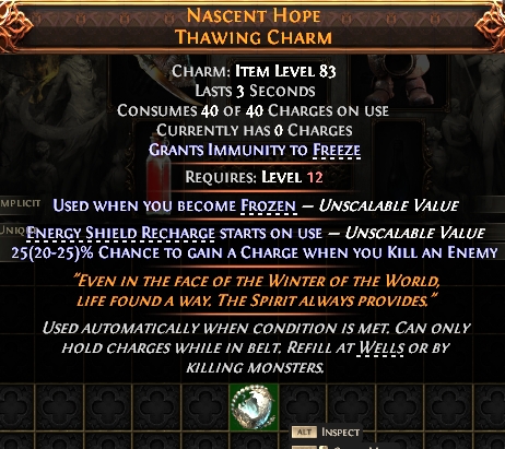 MMOJUGG Path of Exile 2 NASCENT HOPE THAWING CHARM#1134177 Details View of Item Function and Use
