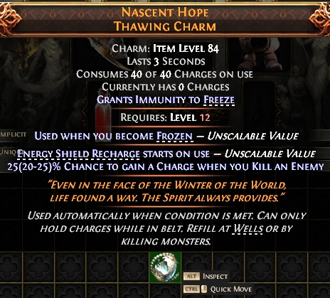 MMOJUGG Path of Exile 2 NASCENT HOPE THAWING CHARM#1134178 Details View of Item Function and Use