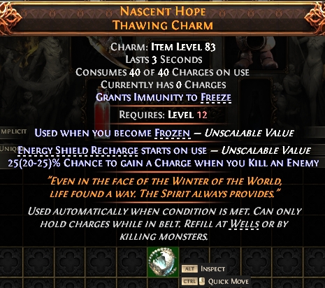 MMOJUGG Path of Exile 2 NASCENT HOPE THAWING CHARM#1134179 Details View of Item Function and Use