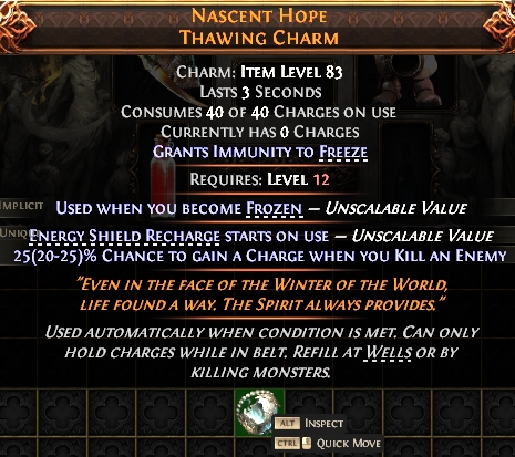 MMOJUGG Path of Exile 2 NASCENT HOPE THAWING CHARM#1134211 Details View of Item Function and Use