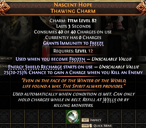 MMOJUGG Path of Exile 2 NASCENT HOPE THAWING CHARM#1134217 Details View of Item Function and Use