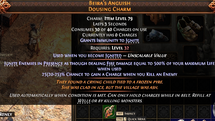 MMOJUGG Path of Exile 2 BEIRA'S ANGUISH DOUSING CHARM#1134276 Details View of Item Function and Use