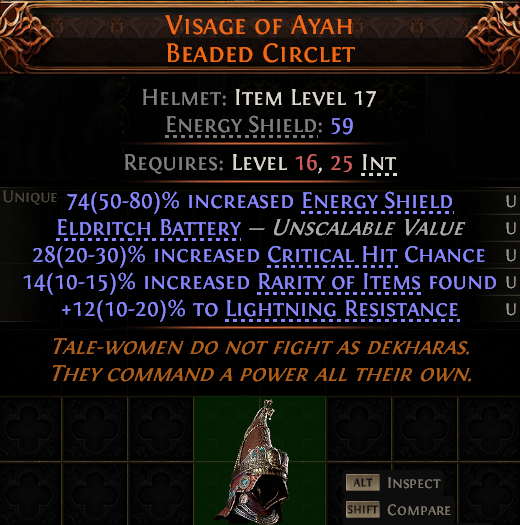 MMOJUGG Path of Exile 2 VISAGE OF AYAH BEADED CIRCLET#1143957 Details View of Item Function and Use