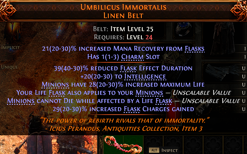 MMOJUGG Path of Exile 2 UMBILICUS IMMORTALIS LINEN BELT#1143984 Details View of Item Function and Use