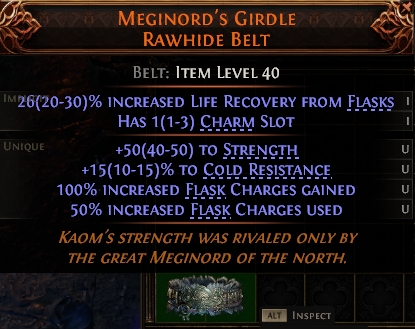 MMOJUGG Path of Exile 2 MEGINORD'S GIRDLE RAWHIDE BELT#1144031 Details View of Item Function and Use