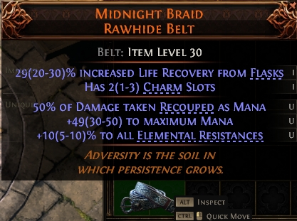MMOJUGG Path of Exile 2 MIDNIGHT BRAID RAWHIDE BELT#1144038 Details View of Item Function and Use